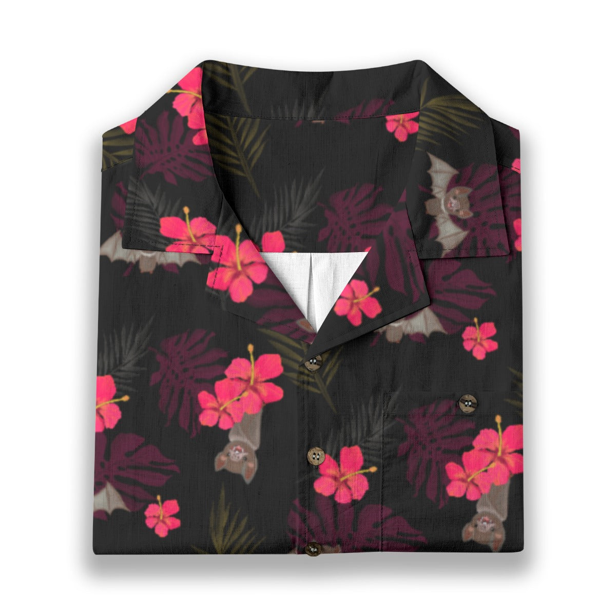 Hibiscus Bats Hawaiian Button Up