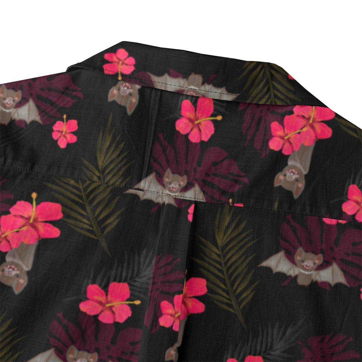 Hibiscus Bats Hawaiian Button Up
