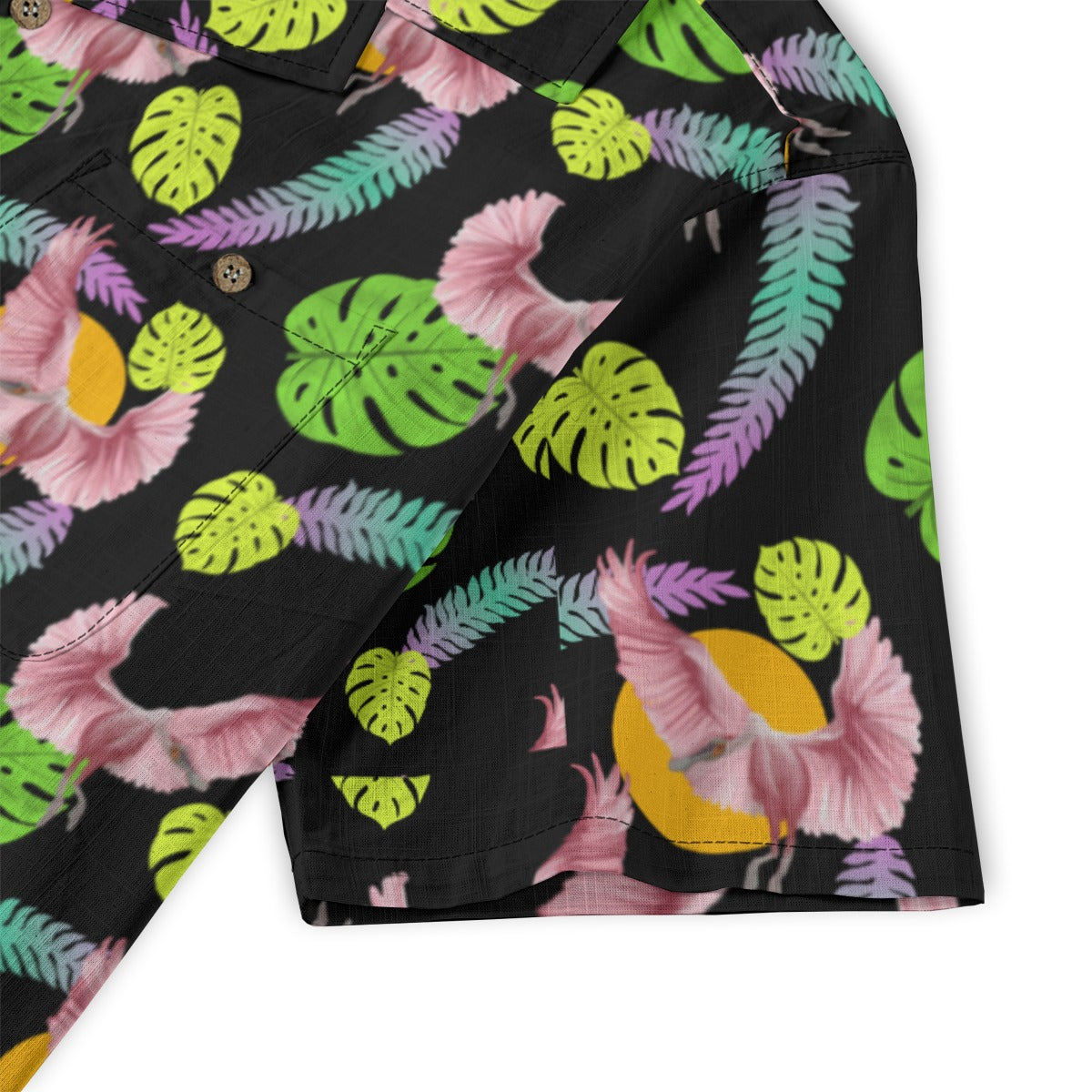Spoonbill Crane Hawaiian Button Up