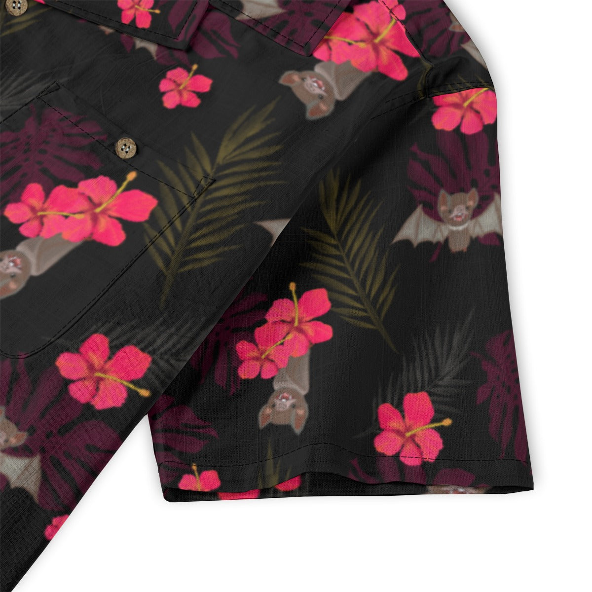 Hibiscus Bats Hawaiian Button Up