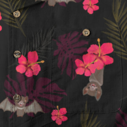 Hibiscus Bats Hawaiian Button Up