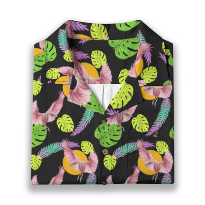 Spoonbill Crane Hawaiian Button Up