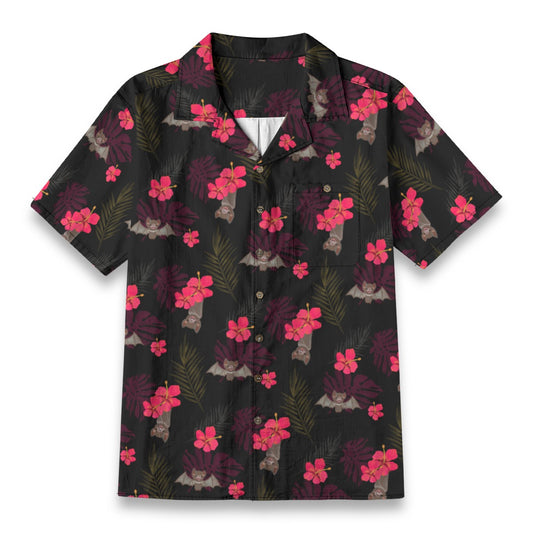 Hibiscus Bats Hawaiian Button Up