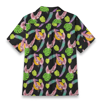 Spoonbill Crane Hawaiian Button Up