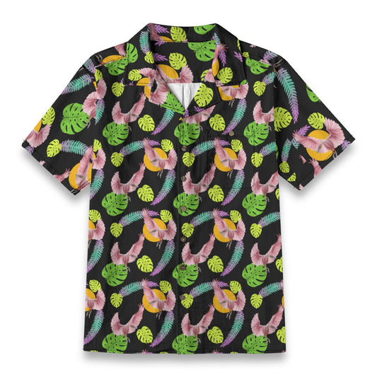 Spoonbill Crane Hawaiian Button Up